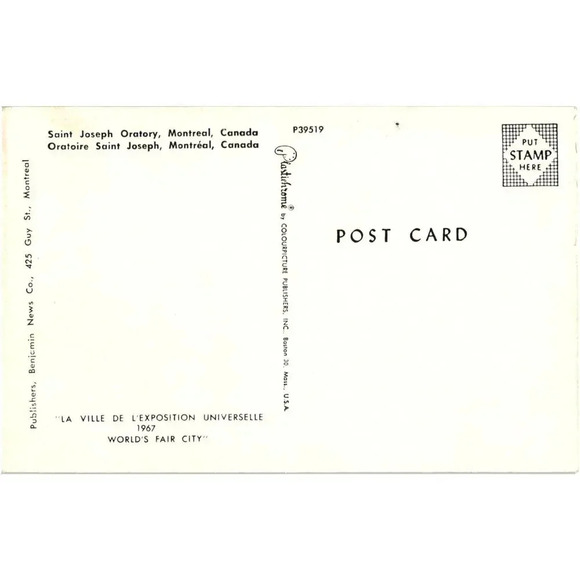 Saint Joseph Oratory Oratoire Saint Joseph Montréal Canada Postcard - Picture 2 of 2